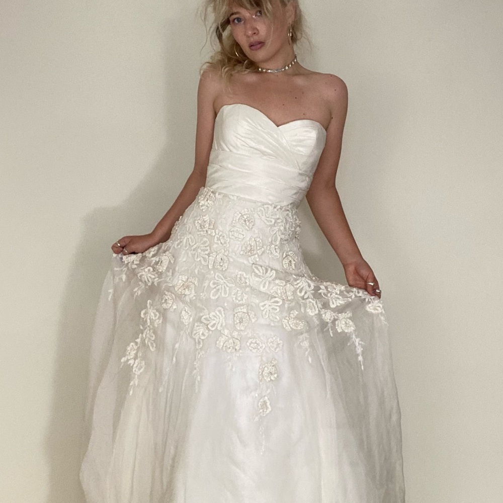 Watters Brides strapless wedding dress with train